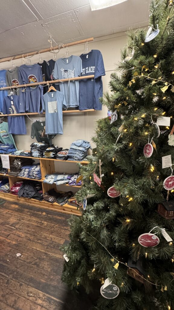 Christmas tree in a tee-shirt shop