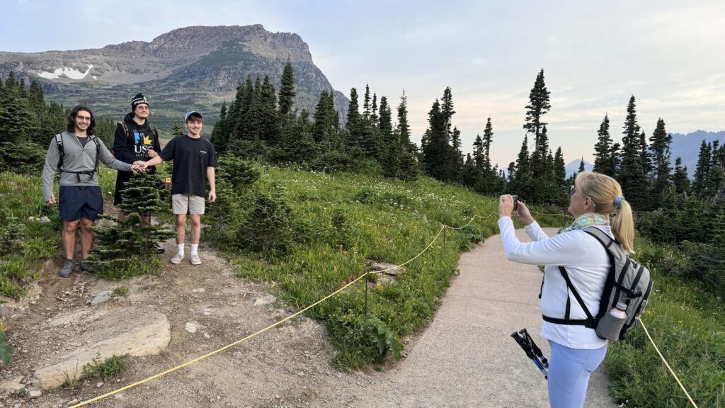 people in the mountains