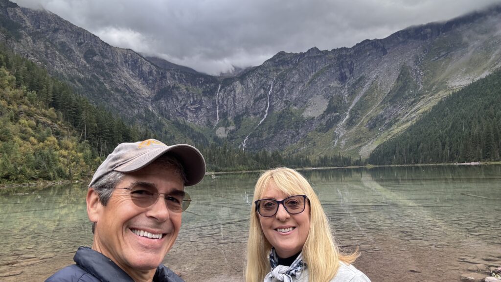 Honeymoon couple by Mountain Lake