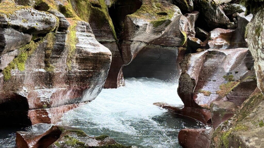 water-carved rock mountain creek