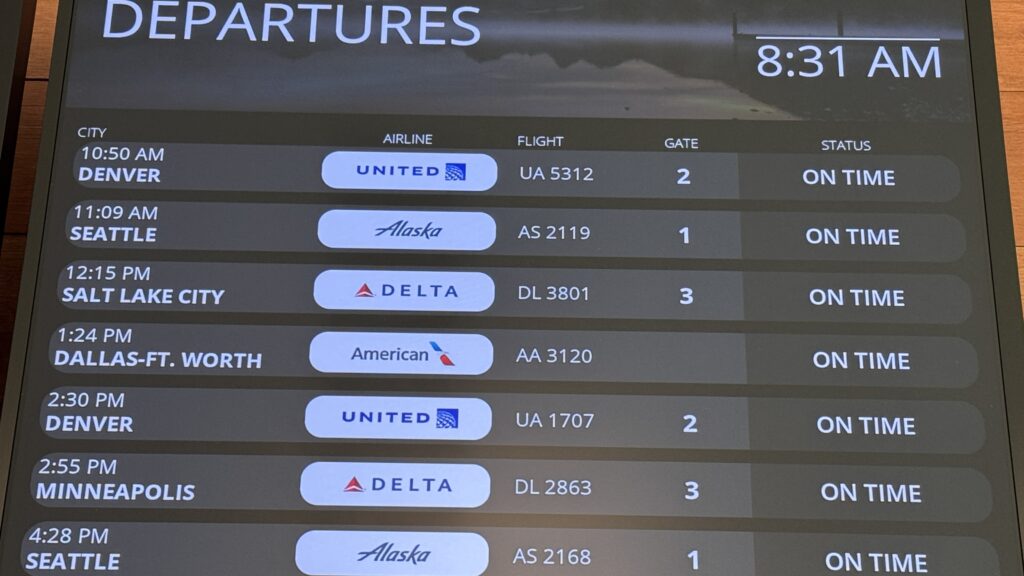 Flight chart at airport