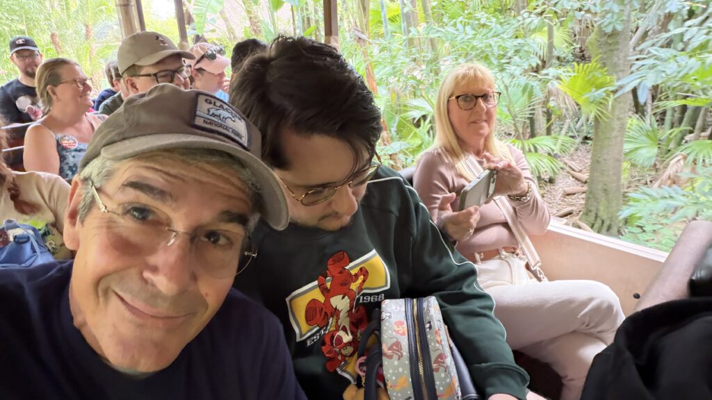 family posing at Disney
