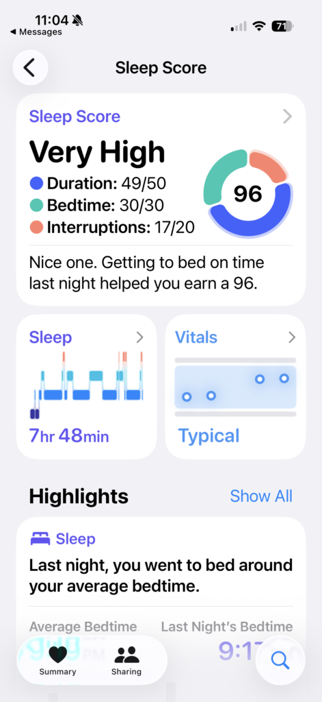sleep score from app