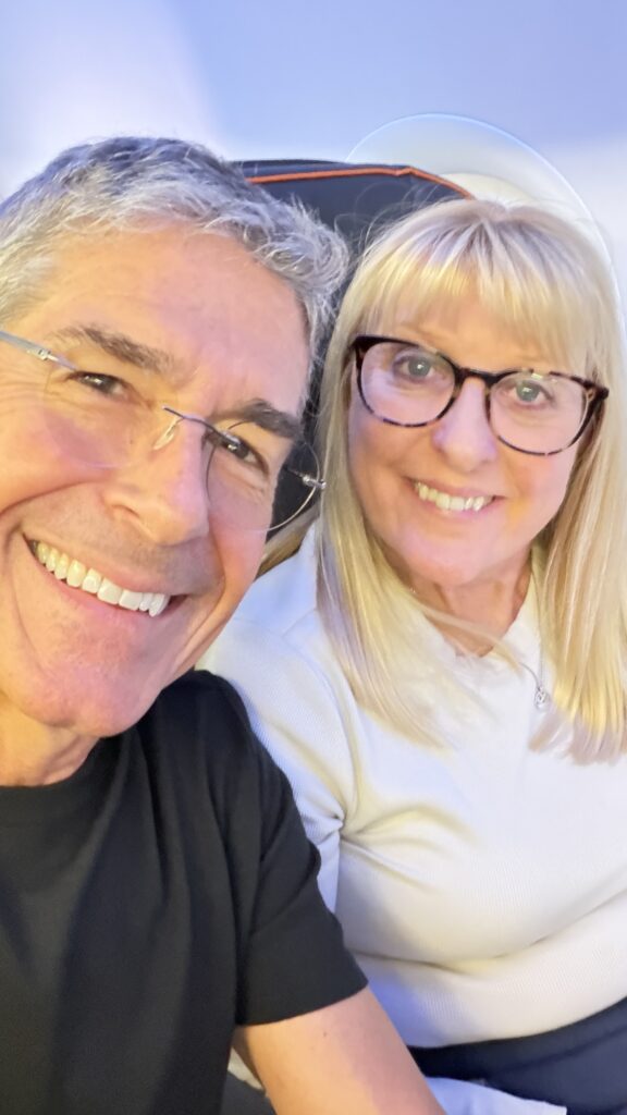 Senior couple on a plane